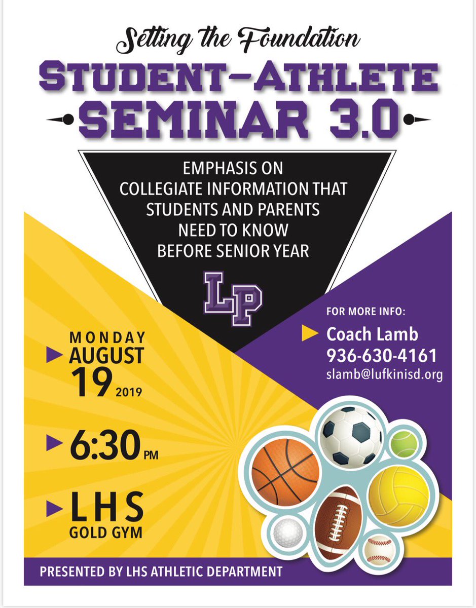 Set your calendar. A must for all athletes and Parents. Don’t wait. Must set the foundation #AIATT #LP