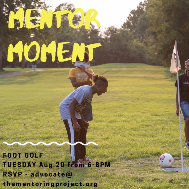 TMProject's tweet image. Ever heard of Footgolf? It's like golf, with your foot (and a soccer ball)! Join us at Hidden Creek Golf Course in Midwest City at 6pm on August 20 for a round consisting of 9 holes. Get in on the action with an email to advocate[at]thementoringproject.org. #TMProjectMentorMoment