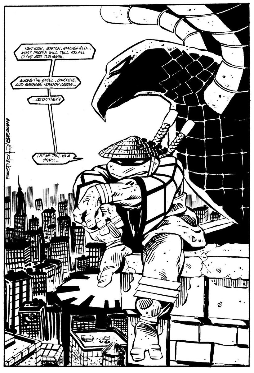 And Eastman again with Ryan Brown. Even though the early Mirage Turtles were never especially distinct from one another, the "Ya" makes it feel like this is Raph with Leo's swords. Wonder what happened.