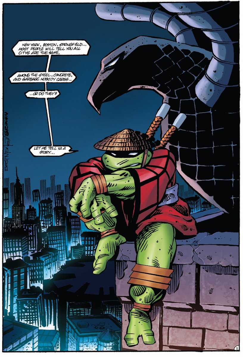 And Eastman again with Ryan Brown. Even though the early Mirage Turtles were never especially distinct from one another, the "Ya" makes it feel like this is Raph with Leo's swords. Wonder what happened.