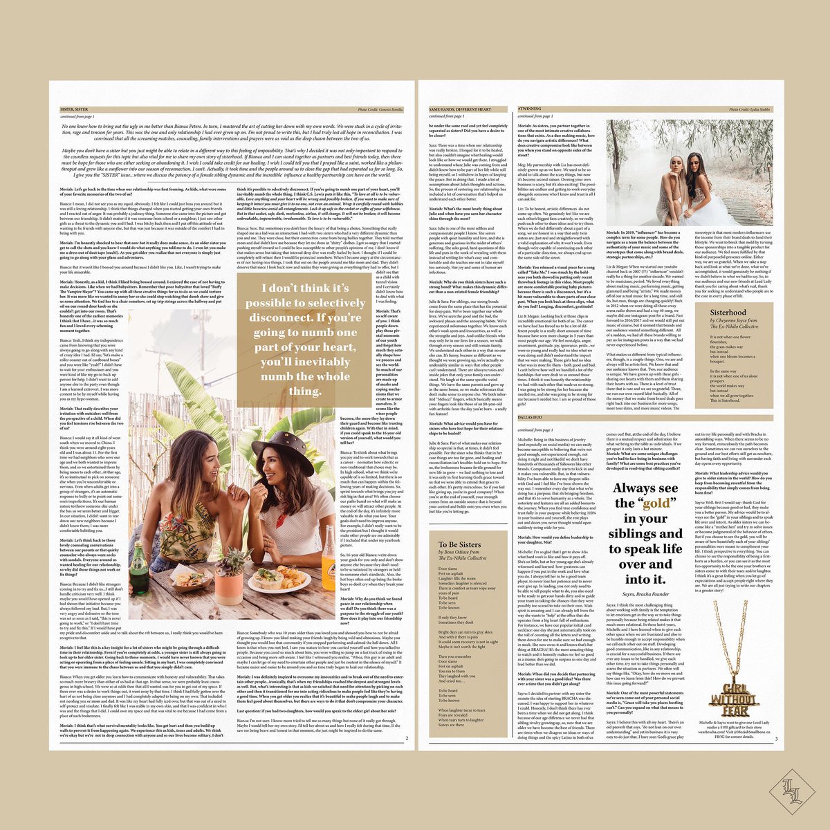 TRALAmusic's tweet photo. The 5th Issue of #LeadLady is now available. Titled “SISTERS” this collection of interviews covers the unique pain/beauty we often find in sibling dynamics. RT &amp; read for FREE here: 
https://t.co/tArSPTJ44t https://t.co/BdrAmEoAHM
