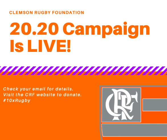 CRF_Rugby's tweet photo. Clemson Rugby Foundation's 20.20 Campaign is LIVE! #10xRugby Visit https://t.co/K55TvJANbl to donate. https://t.co/LXLpnR16u1