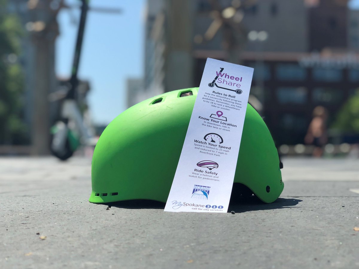 DowntownSpokane's tweet photo. #WheelShare Ride safely. Wear a helmet and watch for pedestrians. Keep Spokane rolling by following these simple guidelines. https://t.co/Y1ITPiIwg0 @SpokaneCity #LoveSpokane #DowntownSpokane https://t.co/89PcMB9I4L