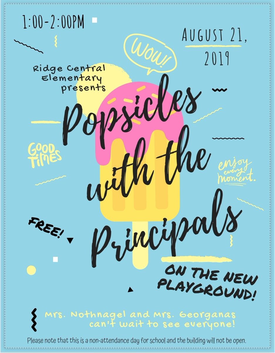 dgeorganas7's tweet image. Since we simply can&apos;t wait to see our Ss and their families, we thought we&apos;d have a popsicle party at our new playground the day before our 1st day of school! @MrsNothnagel4 @RC_1275 #cridgepride