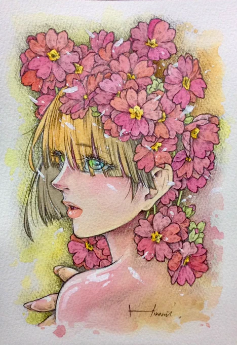 【プリムラ(マラコイデス)】
-Fairy Primrose-

「素朴・気取らない愛・運命を開く」

#オリジナルイラスト #イラスト #絵 #女性画 #水彩画 #透明水彩 #花言葉 #drawing #illustration #watercolor #watercolorpainting #pencildrawing #pencilpainting #flowerlanguage #art 