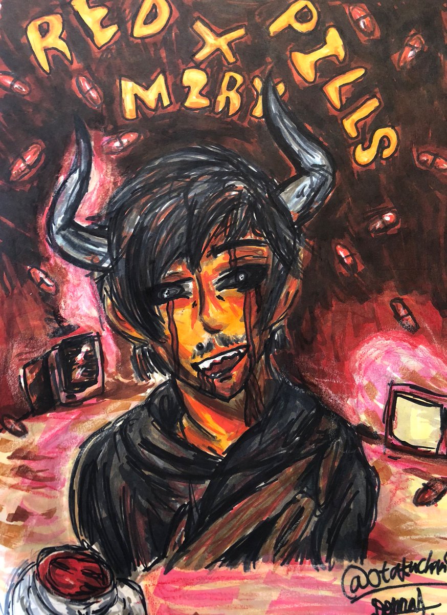 Emo_artist4life's tweet photo. You asked for it, @cursedlonelygrl! So here is my, @CrownTheEmpire Red Pills x MZRY crossover drawing with, @AndrewCTE as the vampire creature. 😊💁🏻‍♀️

#MZRY #RedPills #crowntheempire #copicart #fanart #andyleo #rockbands #artistoninsta #suddenskyalbum https://t.co/QlUbZmJvLJ