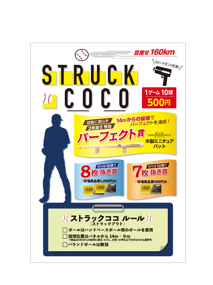 第101回全国高校野球選手権大会ストラックアウト パーフェクト賞ミニチュアバッド 木製ミニチュアバット⚾️🌟】 甲子園球場外野2階のCoCoパークでは