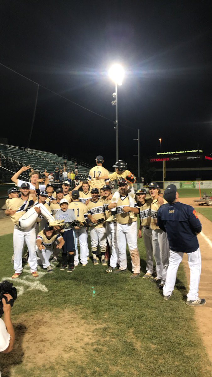 Team win, team belt! What an effort by the entire squad. Gutsy pitching, solid defense, and timely hitting as we have advanced to the Regional Final with tonight’s win. <a href="/ChristianSic17/">ChristianSiciliano17</a> with the big hit in extras. McDonald, Hauben, Bean nails on the mound! #NotDone #OneMore