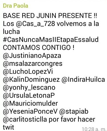 Flor39332805's tweet photo. @FanyBandaRafae1 @MaraC28854185 @HCevallosFlores @Pedro_Olaechea @KarinaBeteta01 @SalvadorHeresi @sinassc728 Señores congresistas le pedimos q nos apoyan con la ley 4547 no a la discriminación si a la estabilidad laboral #Cas Nunca más II Etapa Essalud# pase a 728 https://t.co/tCzHxrRcvu