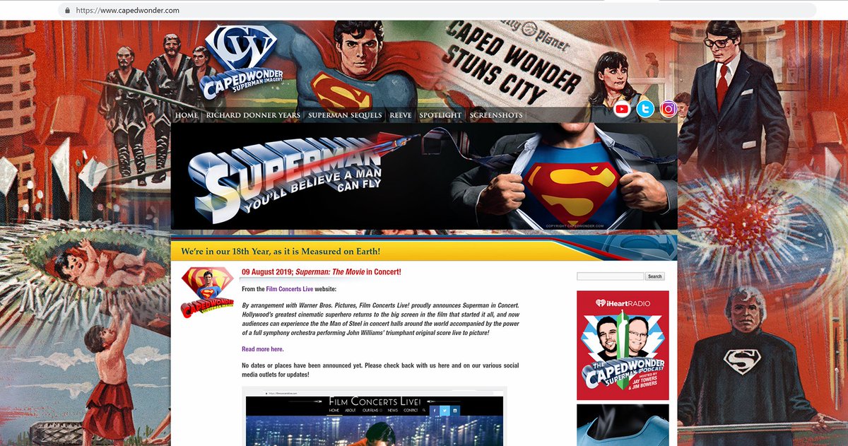 CapedWonderJim's tweet photo. When was the last time you visited https://t.co/8Ch5e0s8GB on your desktop or laptop computer, tablet or iPad? Iβve updated the background graphics...do you recognize their source? #websitegraphics #superman #supermanthemovie #superman1978 #christopherreeve https://t.co/bP18atFOF3