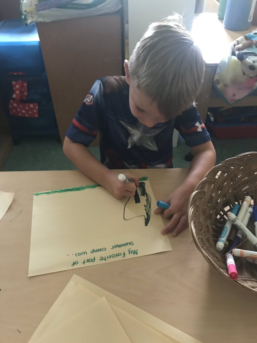 TheCLSSC's tweet photo. Following morning meeting the campers drew their favorite summer camp activities! Miss Kayla and I would like to thank the parents and children for great summer! It was full of so much fun! We look forward to seeing you in two weeks! #summercamp #summerfun @TheCampusSchool https://t.co/CCHUY4S3Sm