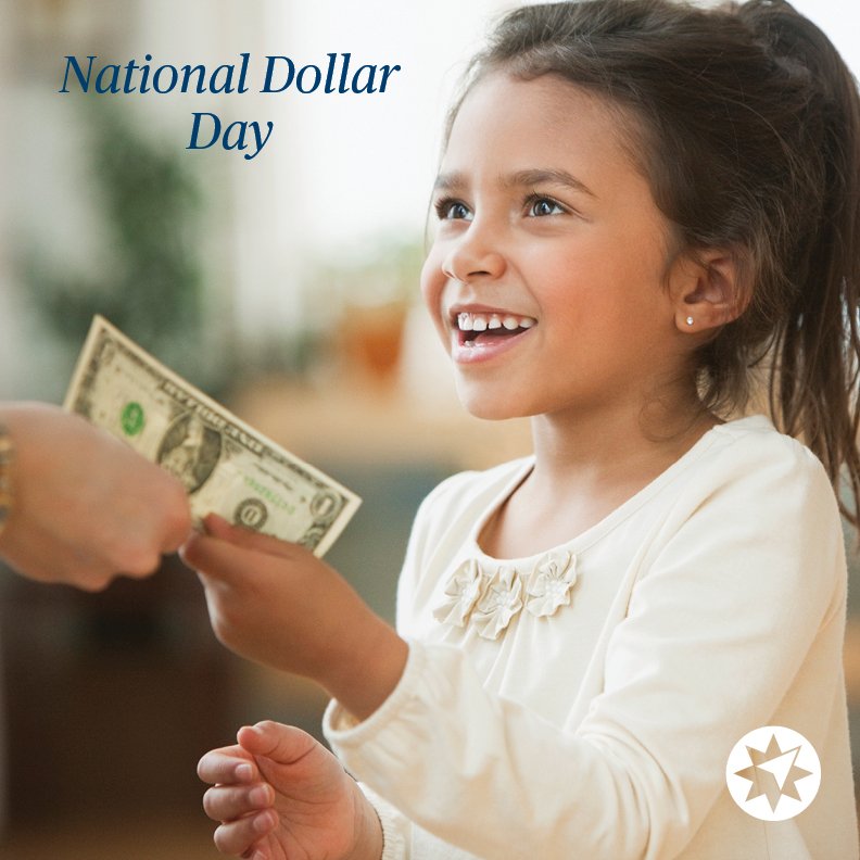 SeanRefsnider's tweet photo. Spend or save — how did you use your first dollar? #NationalDollarDay https://t.co/X5jw0GZhNG