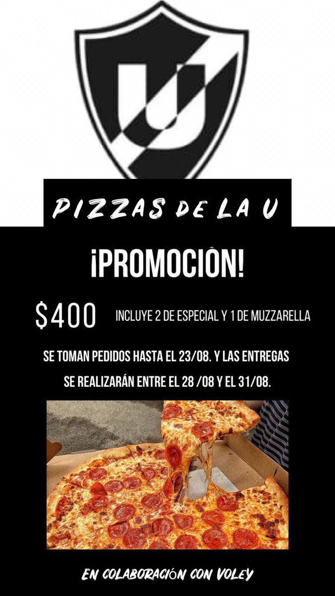 UVoley's tweet photo. Súmate a colaborar 🏐🏐🏐🍕🍕
#VamosFunebrero https://t.co/0EMeQHOInp
