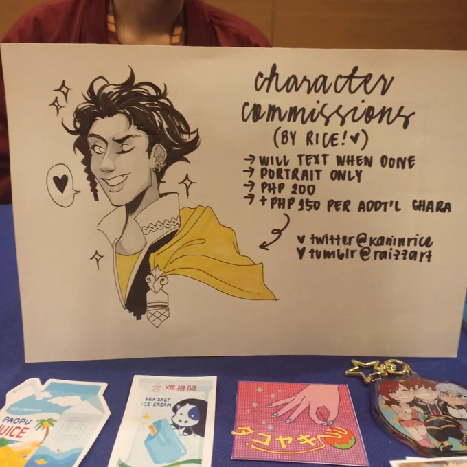 hello from indieket ✌️ me and @tinycarabao have matching commission info LMAO (but we're at different tables) 