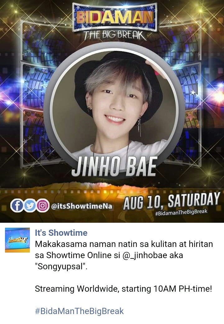 _VitaminBae's tweet photo. @_jinhobae on @itsShowtimeNa online!!! https://t.co/mljDCj6n6i