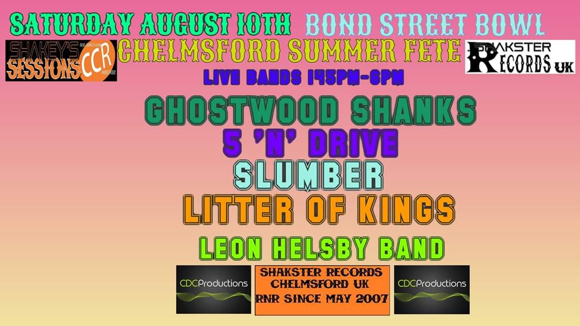 Today's the day we'll be doing an all ages show in the boards of Bond Street Chelmsford. See you there.