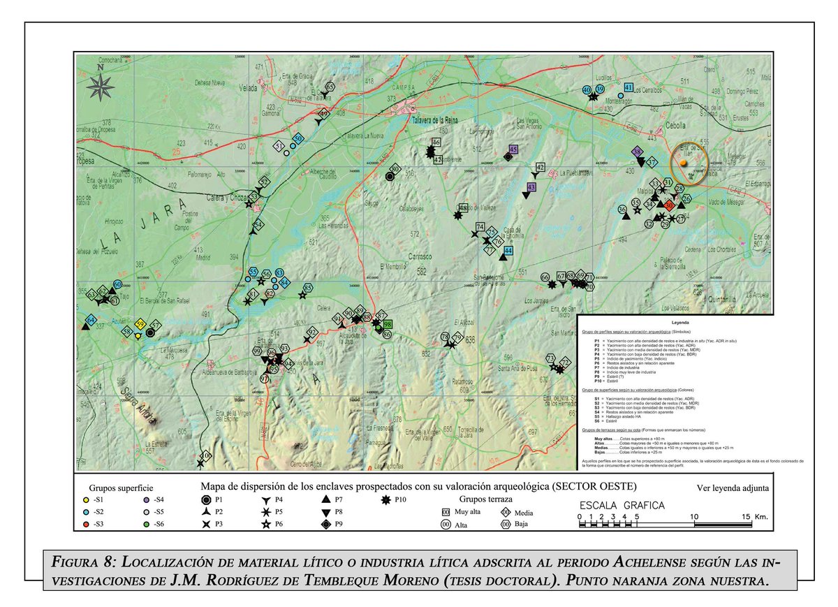 NovasArq's tweet photo. #Prospecciones_arqueoógicas con recuperación de abundante #material_lítico #achelense y #musteriense, en las inmediaciones de #Cebolla (Toledo). Mapa de dispersión entre #MalpicadeTajo y #PuentedelArzobispo. #ríoTajo https://t.co/a1nswEp1Vd