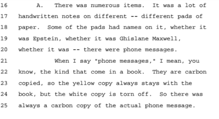 Recarey says that Nadia Marcinko, one of Epstein's pilots, had sex with a victim at Epstein's request. Of the 30 or so girls he interviewed that worked as masseuses with Epstein, only 1 had experience.Discusses the trash pull which is how he got a hold of those message pads.