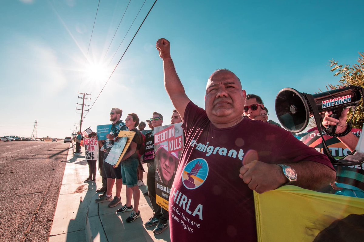 CHIRLA's tweet image. The forces of love are greater than the forces of hate. Thank you to the almost 350 of you that came out to the Adelanto Detention Center ✊🏾

#CompassionNotCages
#DefundHate #Not1Dollar