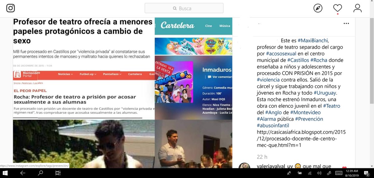 OCACUruguay's tweet photo. @InmadurosO ¿Es cierto que el director de este elenco juvenil Maxi Bianchi continúa trabajando con niños tras salir de la cárcel procesado por violentar a sus alumnas menores de edad acusado acosarlas sexualmente? ¿AL inscribirse en sus cursos se informa a padres de sus antecedentes penales? https://t.co/zgK4Hf3kfs