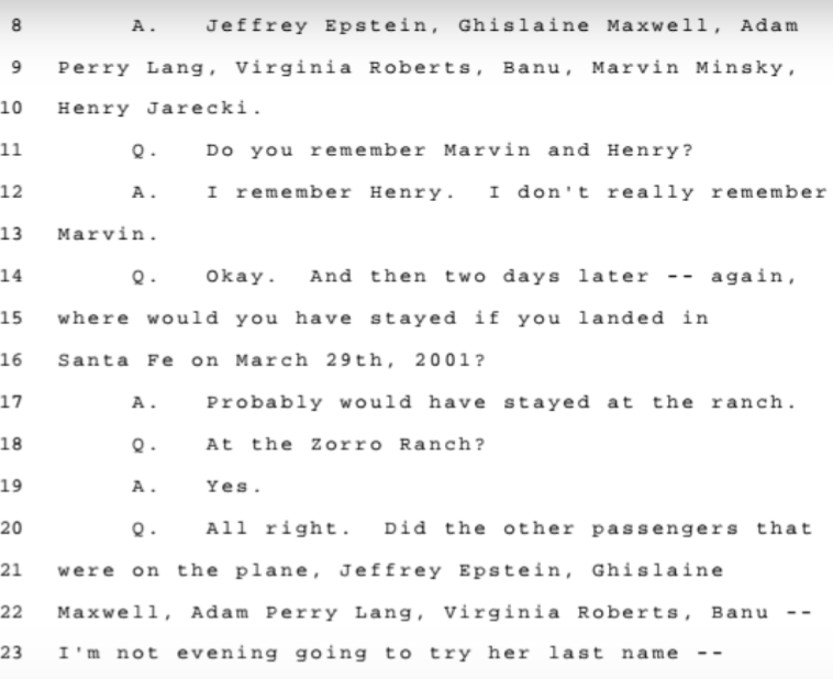 David Rodgers, Epstein pilot's depoMostly discusses why he uses abbreviations, some with last names etc on the flight logs. Goes through the various trips. Very helpful section for those trying to decipher the Epstein flight logs.