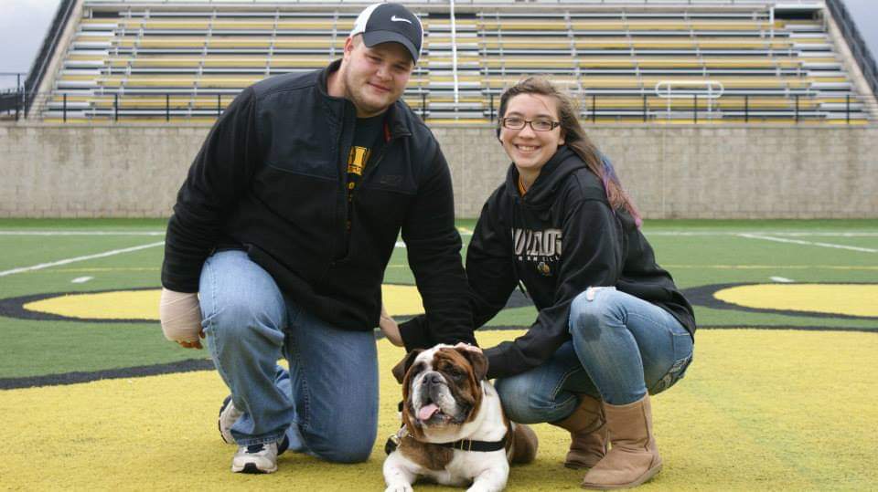 heathaavan's tweet photo. Throwback to when Bruiser I crashed our engagement pictures 😍 @BryanVanGheluwe
@AdrianCollege
#ACLove #Cargo2012 #classof2014 https://t.co/RBI89FypjE