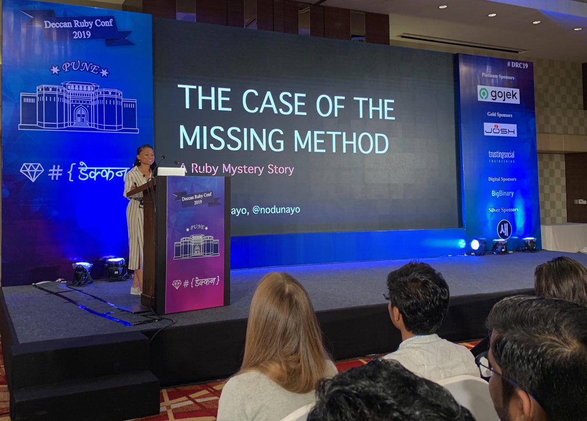 klocsutra's tweet photo. Keynote Speaker Nadia Oduyano at Deccan Ruby Conference #DeccanRubyConf #DRC19 https://t.co/F6snCH87wf