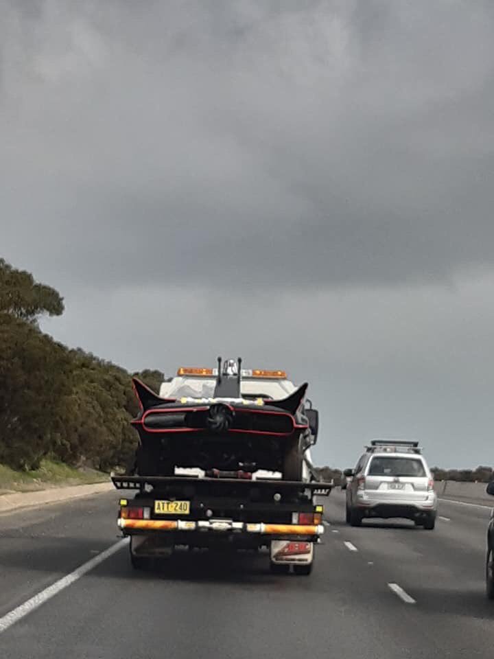 Batman needed a hand getting home in Adelaide today #adelaide #southernexpressway