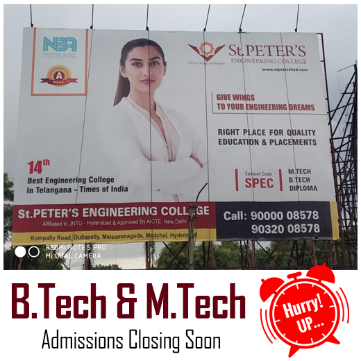 peter_college's tweet photo. St.Peters Engineering College Inviting all future engineers to start their first step with #StPetersEngineeringCollege. We are 14th #BestEngineeringCollegeInTelangana & Accreditation by NAAC. #BestEngineeringCollegeInHyderabad #BestCollegeForEngineering #BTechAdmissions #MTech https://t.co/WOGnBvXRwK