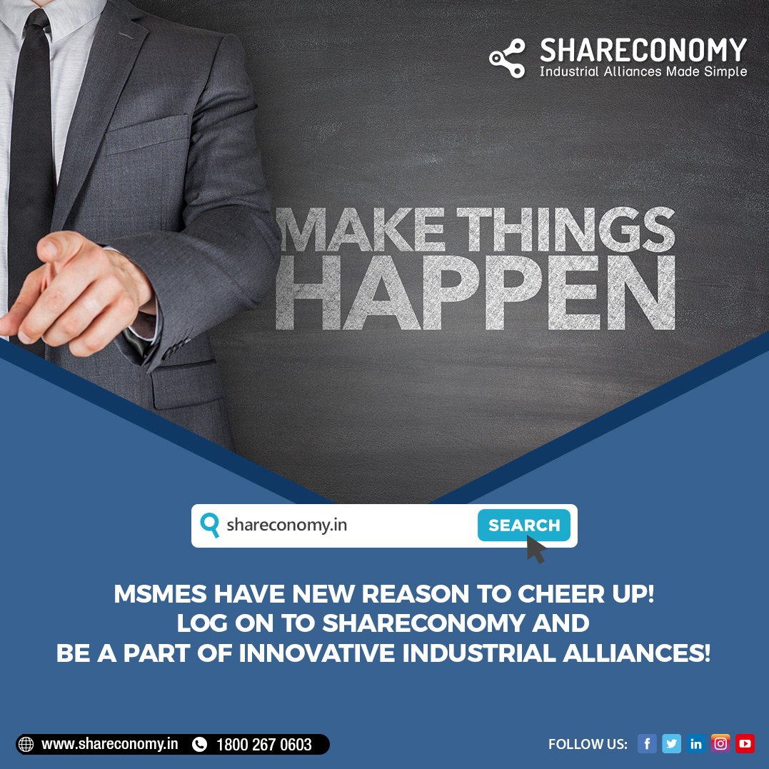 shareconomy_in's tweet photo. MSME's have new reason to cheer up! Sign up on Shareconomy &amp; be part of industrial revolution.
#Shareconomy #MSME #SME #Manufacturing #Industry #CapacityUnderutilisation #Startup #BusinessAlliance #BusinessSynergy #IndustrialAlliances https://t.co/csiYgVqqfc
