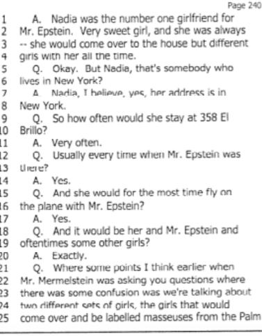 Alfredo Rodriguez, Epstein's former butler says that Nadia Marcinko was Epstein's "number one girlfriend" and would bring back different girls with her all the time. They also asked him about the removal of the computers from the house.