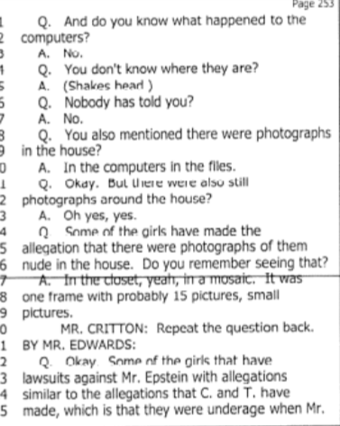 Alfredo Rodriguez, Epstein's former butler says that Nadia Marcinko was Epstein's "number one girlfriend" and would bring back different girls with her all the time. They also asked him about the removal of the computers from the house.