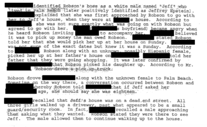 A Palm Beach Police report about an incident involving Epstein in 2005 that originally launched the Epstein investigation. "He was a very built guy and his wee wee was very tiny."  http://www.thesmokinggun.com/documents/investigation/jane-doe-jeffrey-epstein-103846