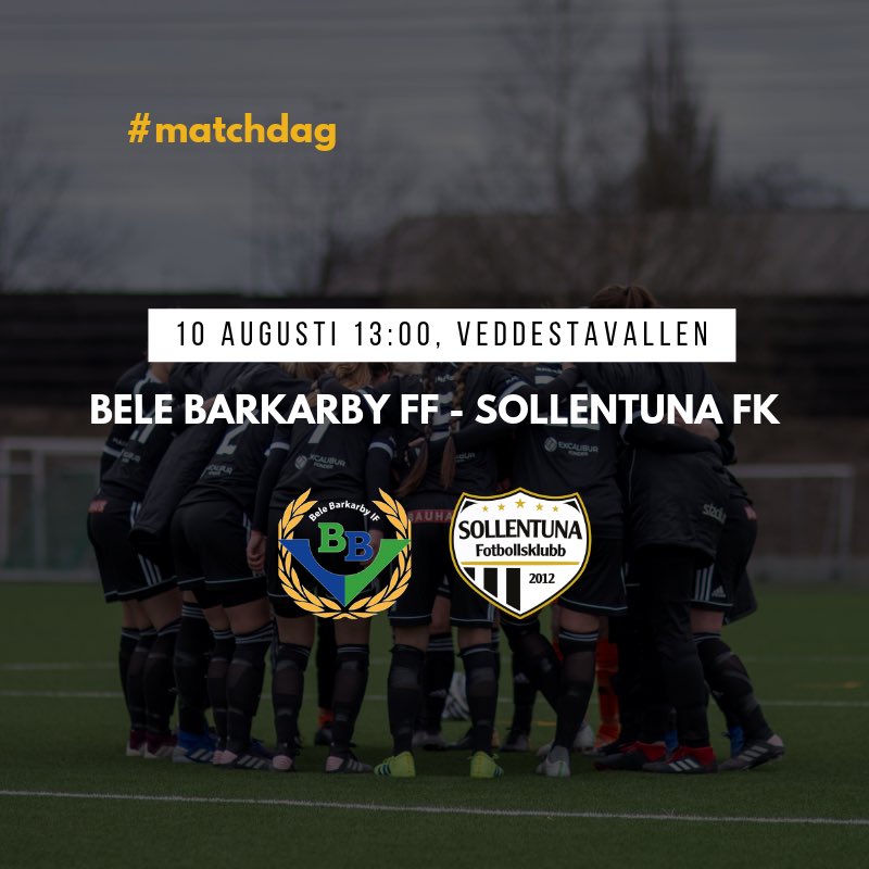 #matchdag 
Damerna åker till Veddestavallen och möter Bele Barkarby i omgång 15. Matchen startar 13:00! #frånknattetillveteran #sollentunafk
