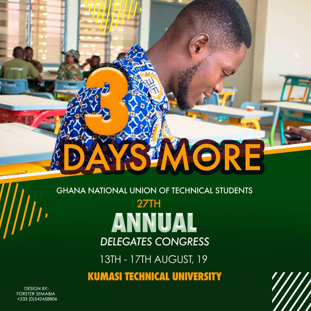 gnutslive's tweet photo. Hola! It's only three days more? 😳 Yep,😏 time and tide waits for no activity. Take to your heels, clean your boots and get it on.. 27th Annual Residential Delegate Congress it's gonna be lit @KsTU_Live @JOYNEWSONTV @ameyaw112 https://t.co/1HKlwk2UIR