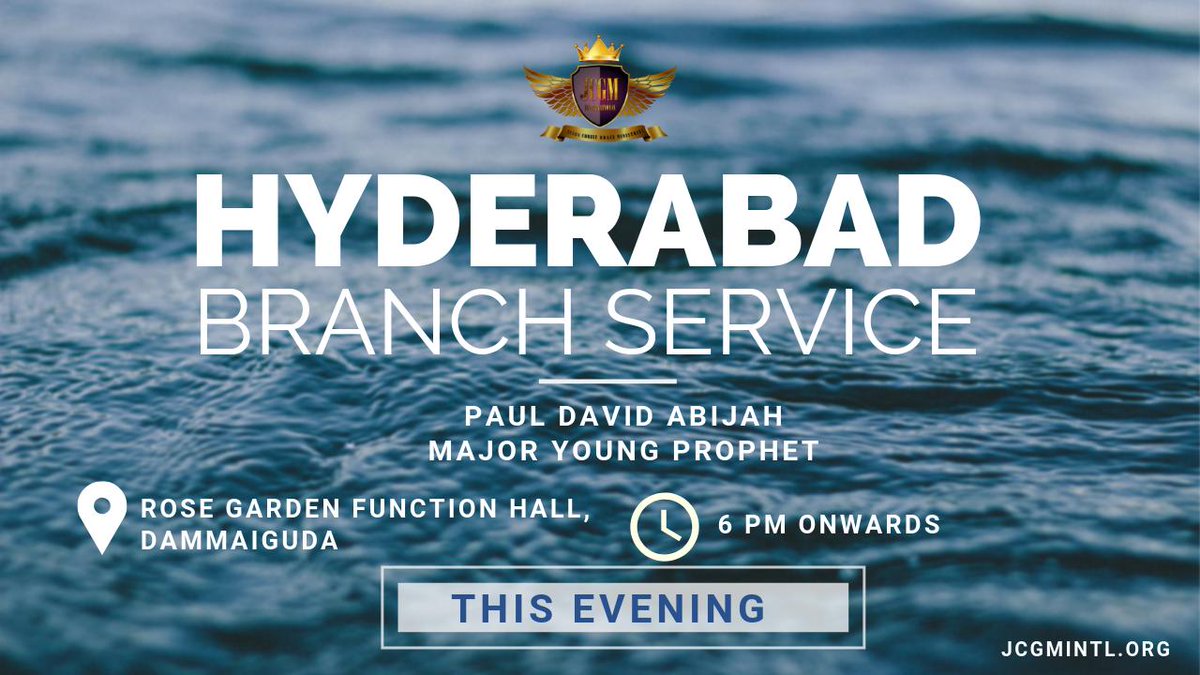 jcgm_intl's tweet photo. Join Major Young Prophet Paul David Abijah for the Hyderabad Branch Service this evening! Your life will never be the same again as you listen to the word of God!
#HyderabadBranchService #Word #Worship #Revelations #Miracles #Wonders #Testimonies #PaulDavidAbijah #JCGMIntl https://t.co/GqLVrmwtu6