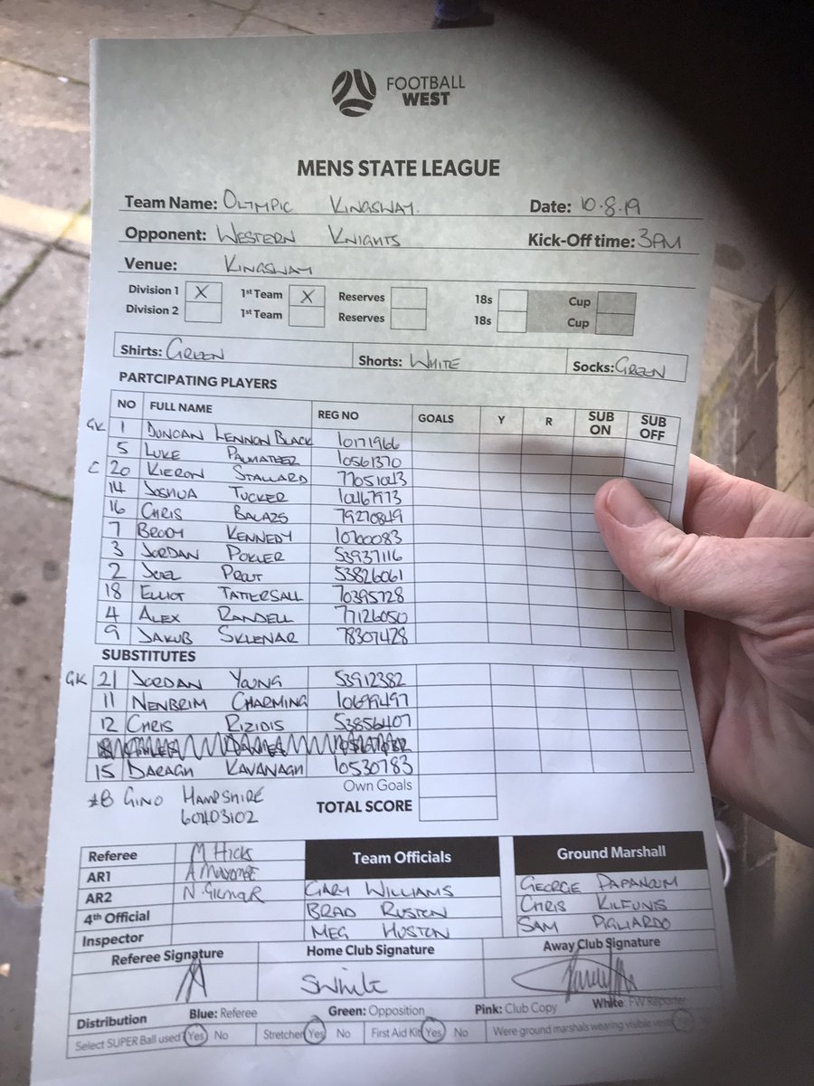 TEAM SHEETS: <a href="/OlympicKingsway/">Olympic Kingsway SC</a> vs <a href="/WesternKnights/">Western Knights SC</a> #stateleaguediv1 <a href="/FootballWest/">Football West</a>