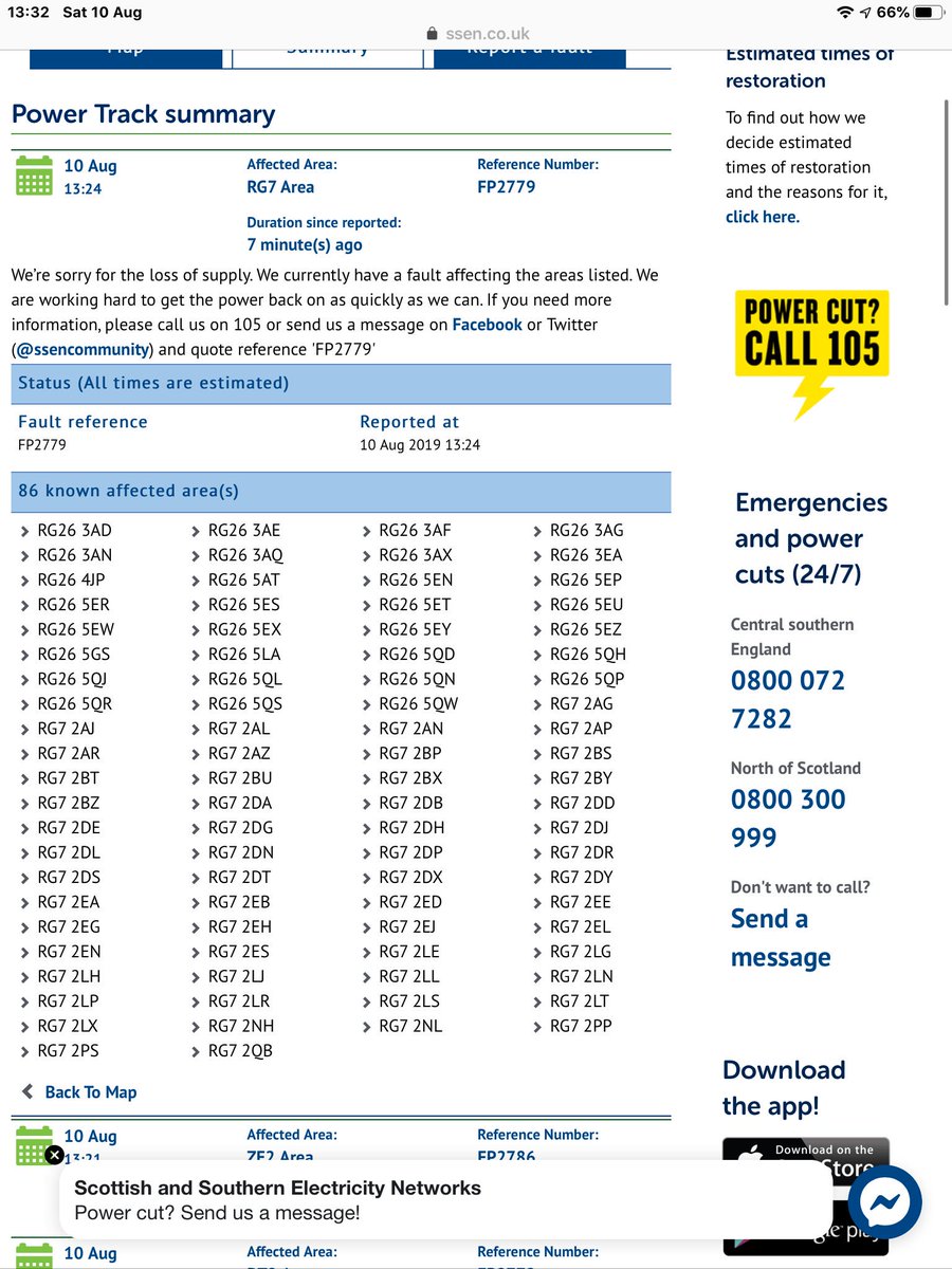 news_rdg's tweet image. Updated information as of 13.32 10/08/2019 #Powercut for RG POSTCODE and some SL AREAS #RG42 #RG27 #RG26 #RG7 #SL4 please see pictures for more information #RDGUK #bracknell #hook keep update during today on power cuts within this area #Windsor
