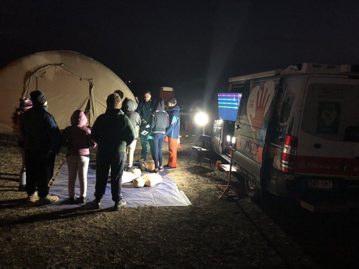 QASDarlingDowns's tweet photo. CPR awareness sessions continue into the night as scouts start their orienteering adventure. @QldAmbulance @QAS_EMU https://t.co/e4z3JfDpD1