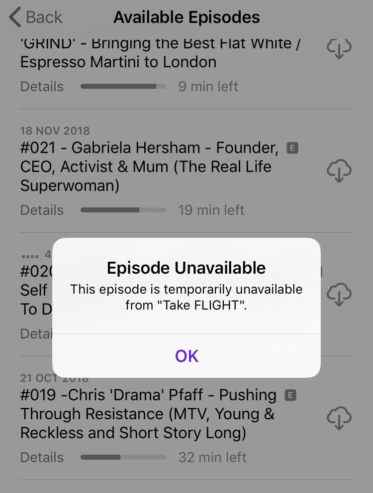 AlexandraHR0's tweet photo. @TakeFL1GHTPod - hi, I’ve been listening to you pods for a while but around a mnth ago had errors. Deleted and resubscribed but 😕 Anything wrong at your end? https://t.co/K7vLfy3pgn