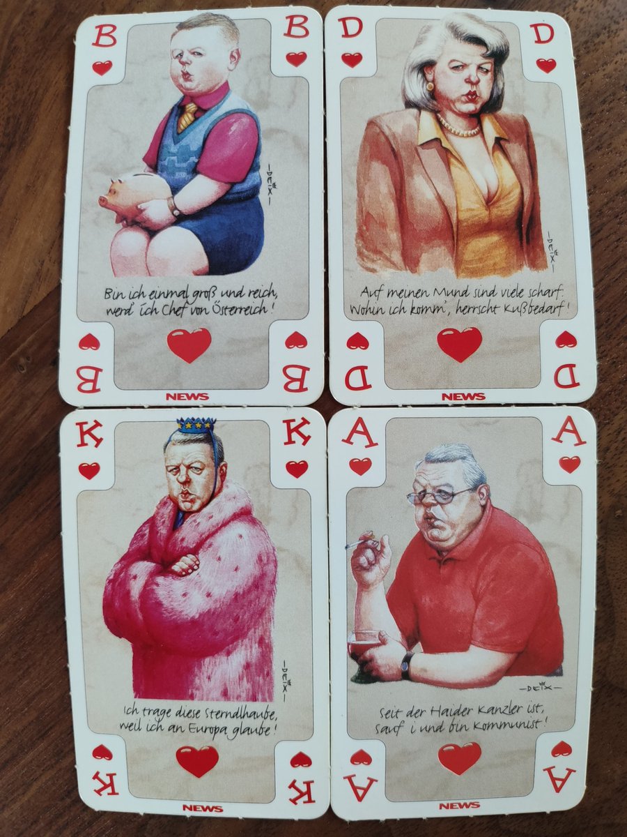 grbhr's tweet photo. Diese #Deix-Spielkarten waren vor ewigen Zeiten Mal eine News-Beilage. Erinnert ihr euch noch an diese Typen? #Jörg #Lüssel #Vranz https://t.co/kVqi6fzPnR