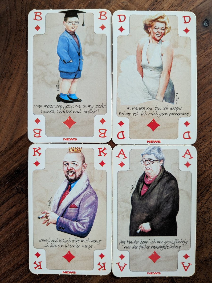 grbhr's tweet photo. Diese #Deix-Spielkarten waren vor ewigen Zeiten Mal eine News-Beilage. Erinnert ihr euch noch an diese Typen? #Jörg #Lüssel #Vranz https://t.co/kVqi6fzPnR