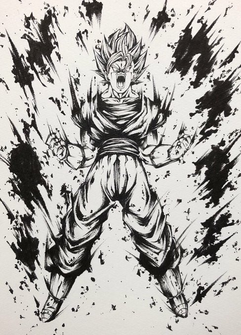 ドラゴンボール ベジット　モノクロ ベジット #イラスト #ドラゴンボール #illustration #dragonball