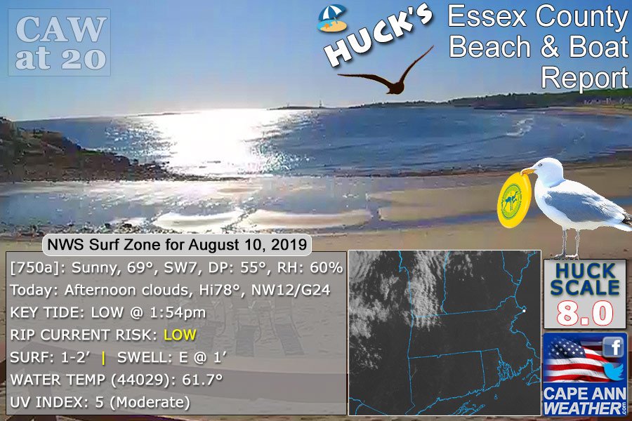 CapeAnnWeather's tweet photo. 🌞HUCK'S #EssexCounty Beach ⛱️ and Boat ⛵️ Report for beaches/waters #Salisbury to #Nahant
⚠️20% chance showers/Tz after 200p
#Gloucester #Rockport #Manchester, #EssexRiver #PlumIsland #IpswichBay #HalibutPoint #MassBay #AnnisquamRiver
#CAWat20 https://t.co/lZ0daNKRCz