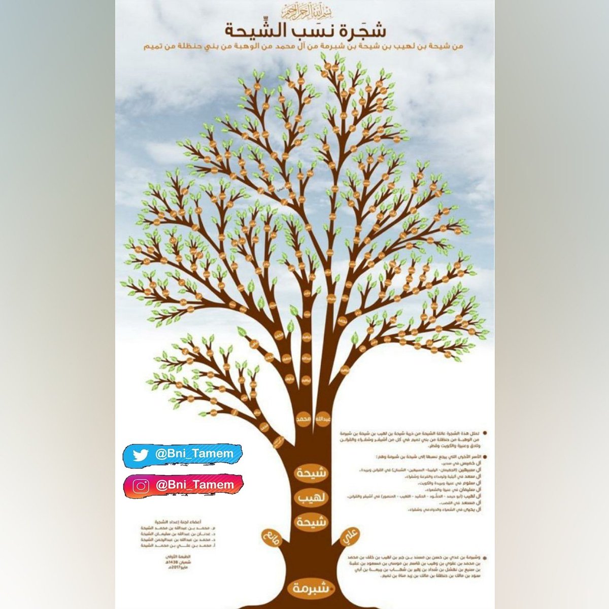 bni_tamem's tweet photo. #مشجرات_الاسر_التميمية 

مشجرة اسرة الشيحة من #بني_تميم 

ابناء شبرمة من ال محمد من الوهبة بن حنظلة من تميم . https://t.co/kGaNPppL3f