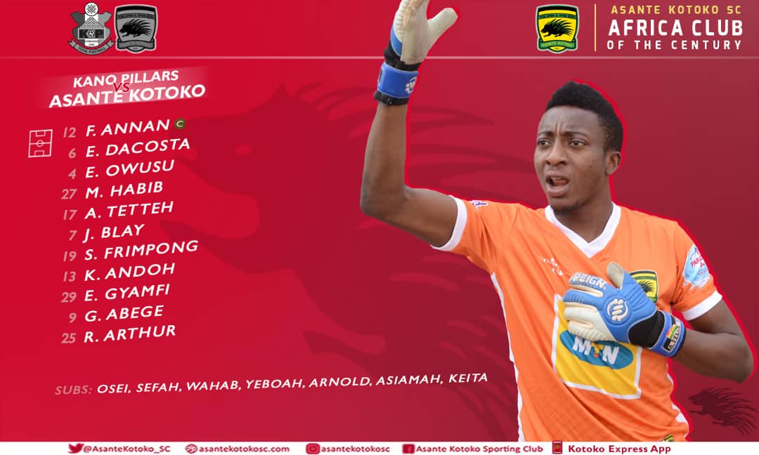 EddyDove's tweet photo. .@AsanteKotoko_SC (Calling themselves Africa Club of the Century again?!?) reveal their starting XI for the @PillarsFC clash.
Who will come out on top in the #CafCL clash between these two West African heavyweights?
#AKSC #FabulousLife #KPAK https://t.co/Glej70P6Dp