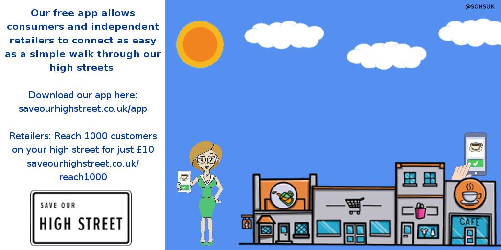 Our free app allows consumers and independent retailers to connect as easy as a simple walk through our high streets Retailers: Reach 1000 customers for just £10 saveourhighstreet.co.uk/reach1000 saveourhighstreet.co.uk/app #SmallBizSatUK #ShopLocal #SupportLocal #ShopSmall #HighStreets