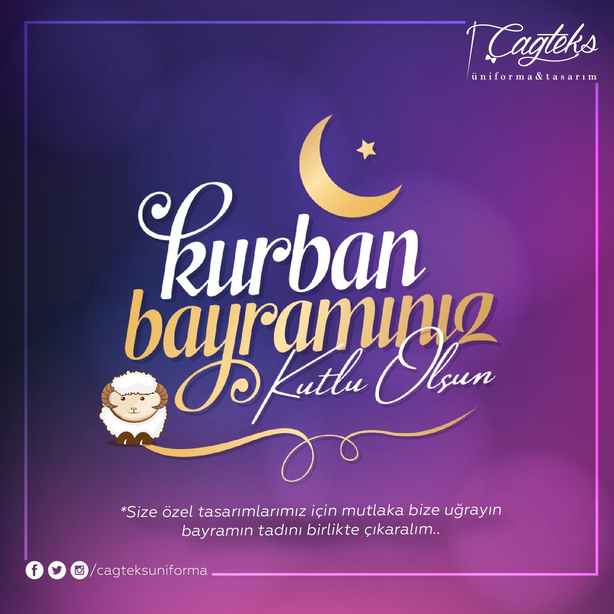cagteksuniforma's tweet photo. Kurban Bayramınız Kutlu Olsun...
Herkese iyi bayramlar... iyi tatiller...
info@cagteksuniforma.com.tr
(0242) 247 43 10
#iyibayramlar #kurbanbayramı #cagteks https://t.co/fLWVBURZsS