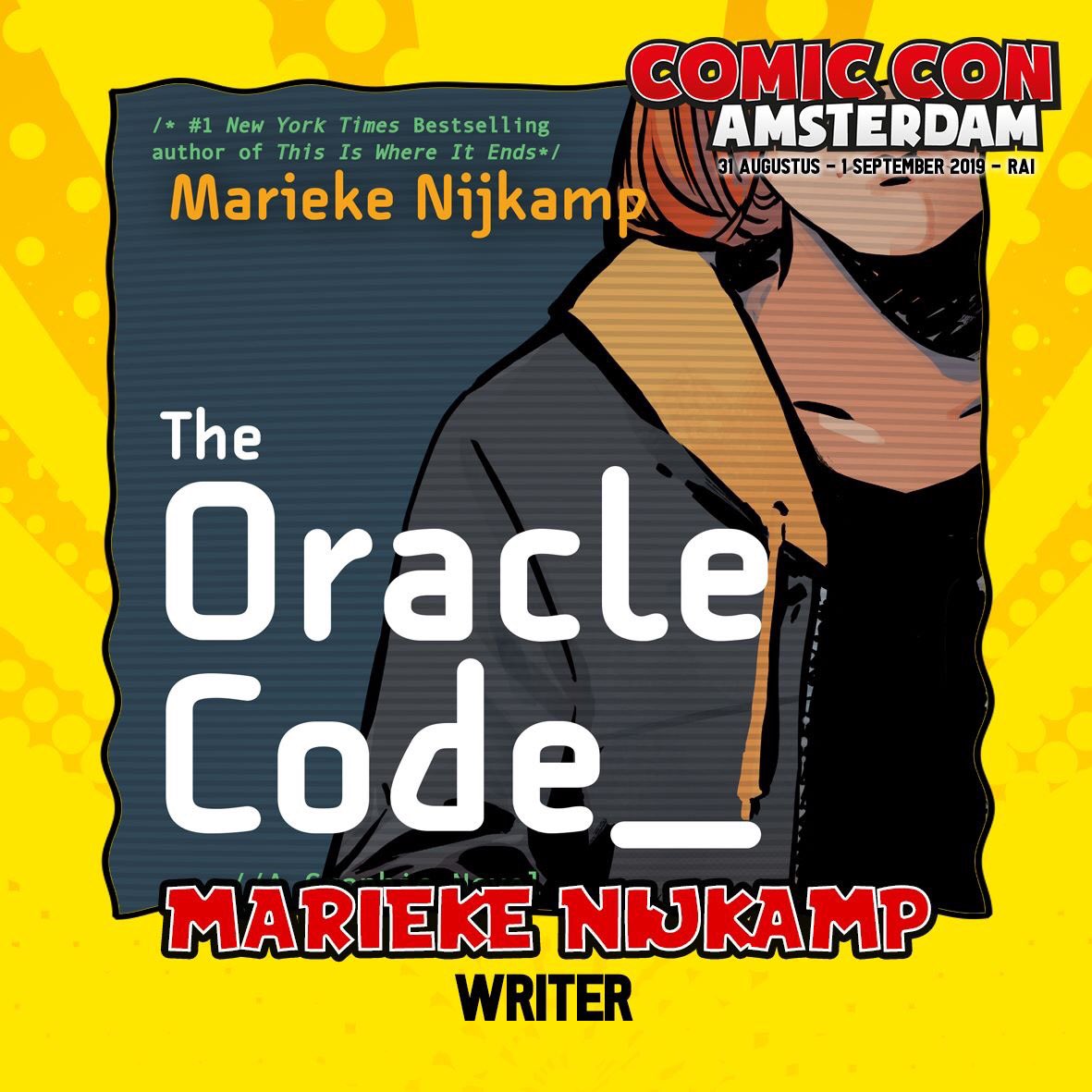 Her #1 New York Times bestselling debut novel, This Is Where It Ends, follows four teens during the fifty-four minutes of a school shooting. She is also the writer of the upcoming graphic novel The Oracle Code (DC Ink).

🎟 bit.ly/AmsterdamComic…

#ComicConAmsterdam #ComicCon