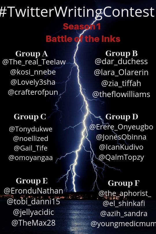 ItsUncleStephen's tweet image. Today's #TwitterWritingContest  BATTLE OF THE INKS, Day 2 DUEL 1  is between writers, @theflowilliams vs @lara_Olarerin 

Theme: 200 words, Ritual. 

VOTE IN THE POLL IN THE NEXT TWEET, RT and comment using the hashtag and tag others to read, to win audience prizes,